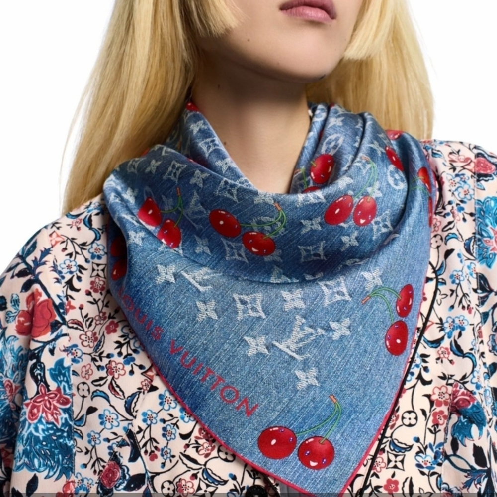 Denim Blue Cherry Scarf